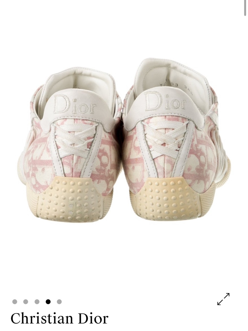 Dior Pink and White Low-Top Logo Sneaker - Picture 4 of 6